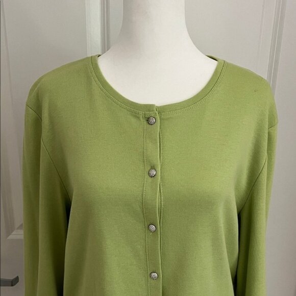 Talbots Light Green Button Front LS Cardigan Sweater - Picture 2 of 8